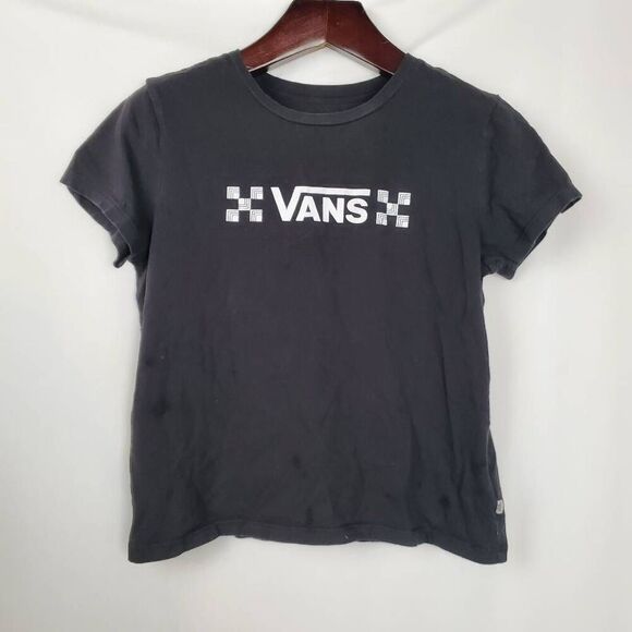 VANS Brand Juniors Medium Black SS Crewneck T-Shirt - Picture 1 of 4